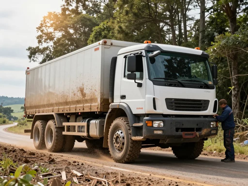 Truck utilizing Double Coin RR99 tires on rugged terrain, showcasing off-road capabilities and durability.