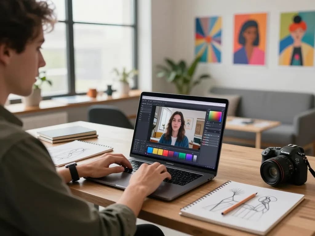 Seedance AI software in action as a creator generates an animated video in a bright studio with art supplies.