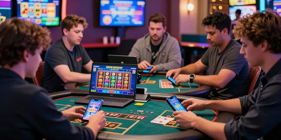 Players enjoying games at casinos that accept credit cards, showcasing vibrant online gaming atmosphere.