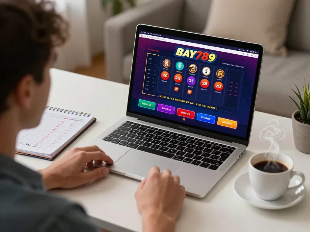 Player engaging in live dealer game on Bay789, showcasing strategic online gambling setup.