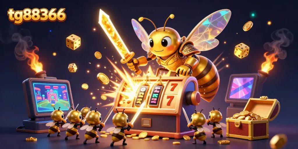 Play games with tg88366, featuring a captivating slot machine packed with dynamic gameplay elements and golden treasures.