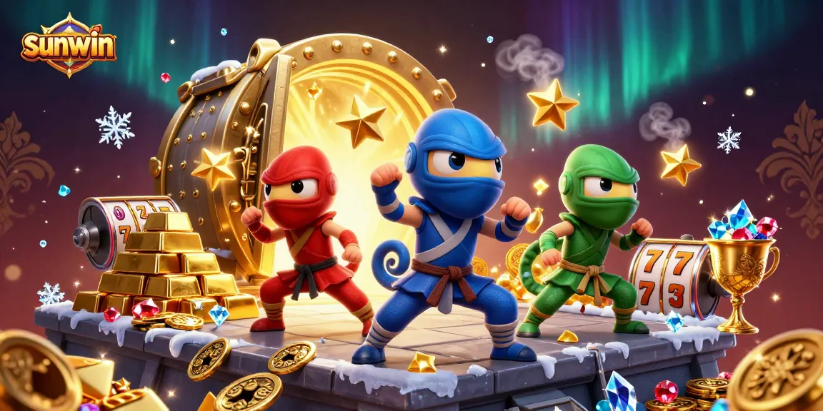 Engage in thrilling gameplay with sunwin's dynamic ninja chameleon team amidst lavish casino treasures.