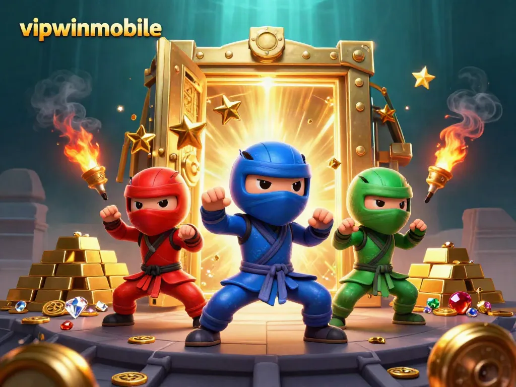 Experience thrilling moments with vipwinmobile's ninja chameleons in a dynamic casino scene