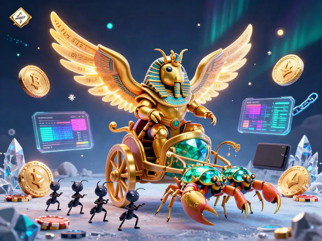 Experience lively gaming adventures with go807 and the golden scarab beetle in a vibrant casino scene.