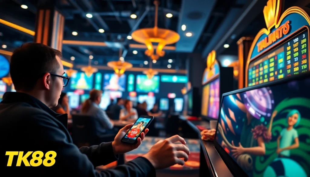 Engaging players at tk88win.live in an online gambling scene featuring sports betting and casino games.