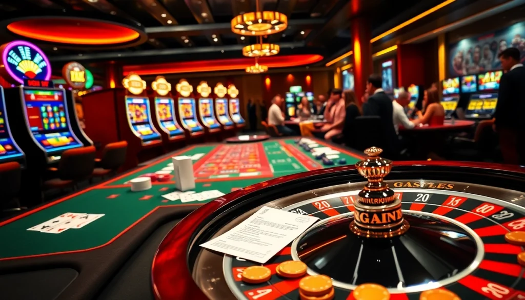 Experience thrilling gameplay with mb66.nyc at a vibrant casino table filled with cards and chips.