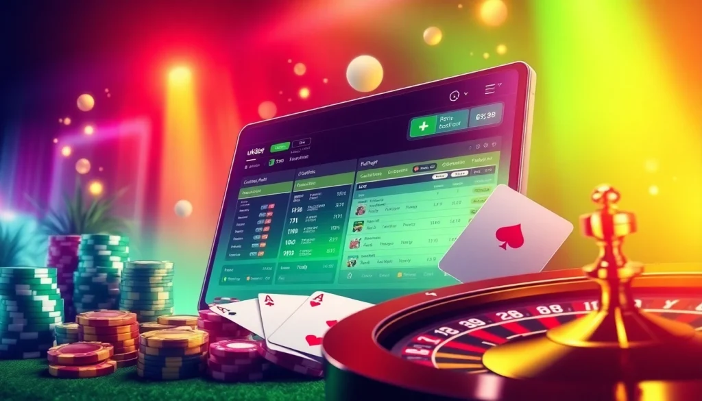 Experience the thrill of online betting with the uk88 link, showcasing vibrant casino elements.