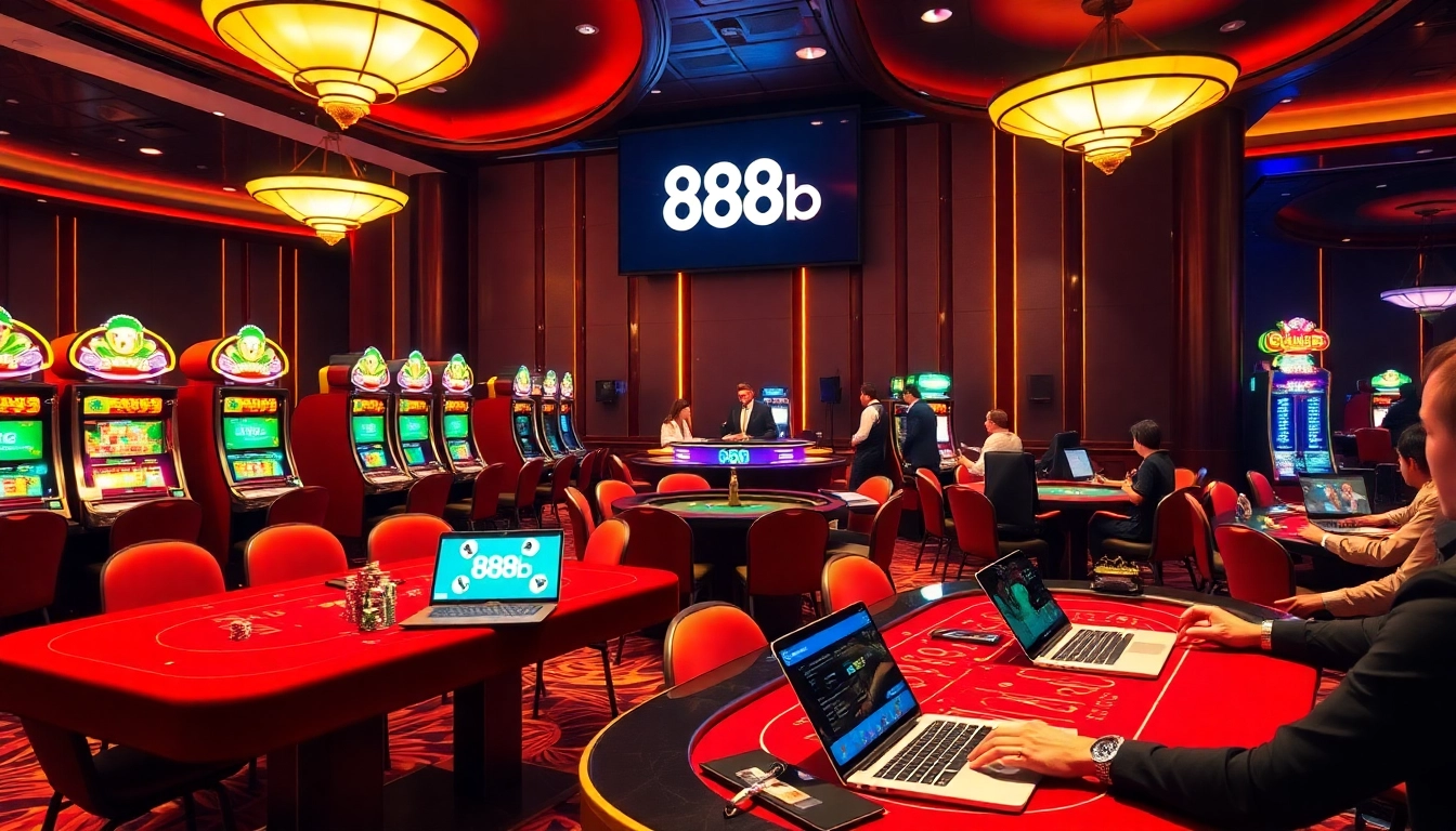 Enjoy thrilling games at the 888b casino with vibrant tables and engaging players.