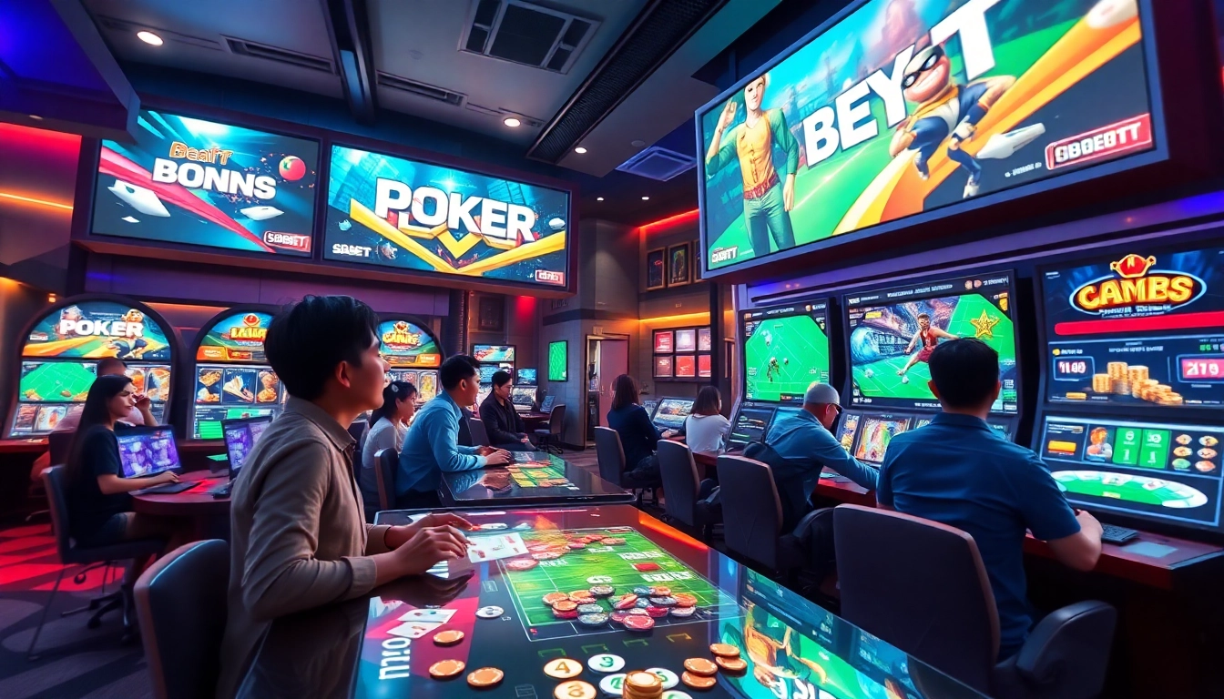 SBOBET.dance vibrant online betting scene showcasing live poker and casino games.