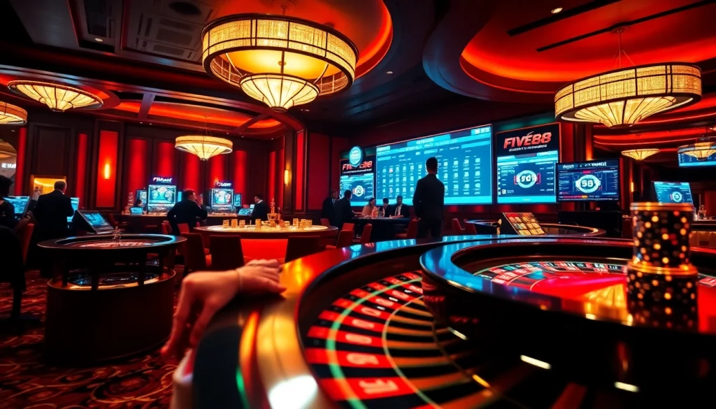 Experience the thrill of gambling at five88 com with vibrant casino visuals and gaming excitement.