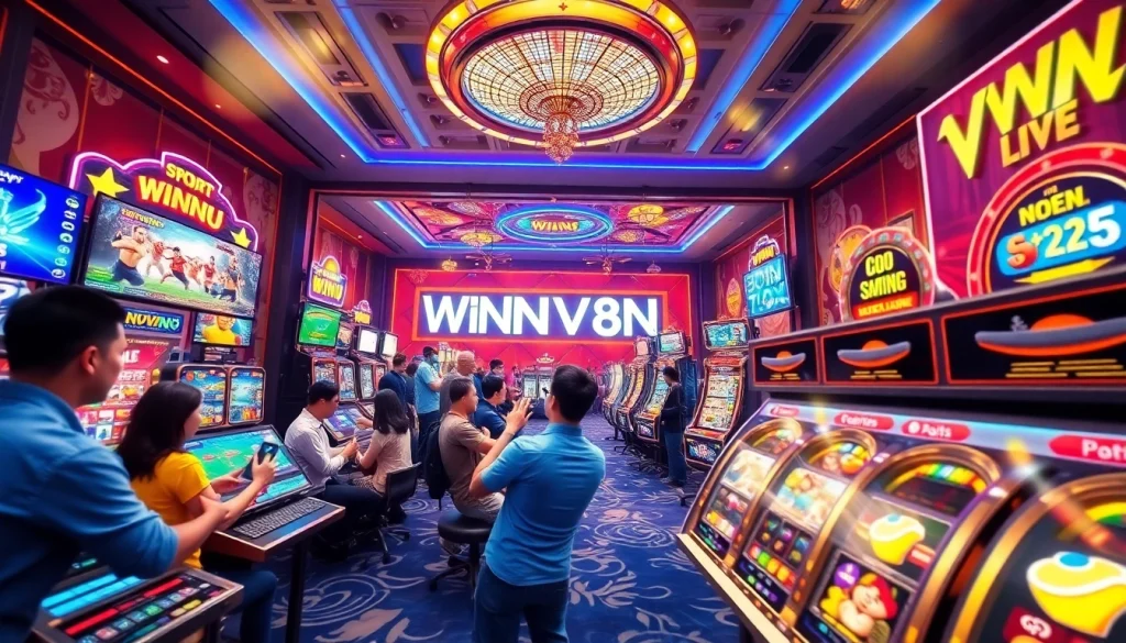 Exciting online gambling scene showcasing WINVN88.live interface and games.