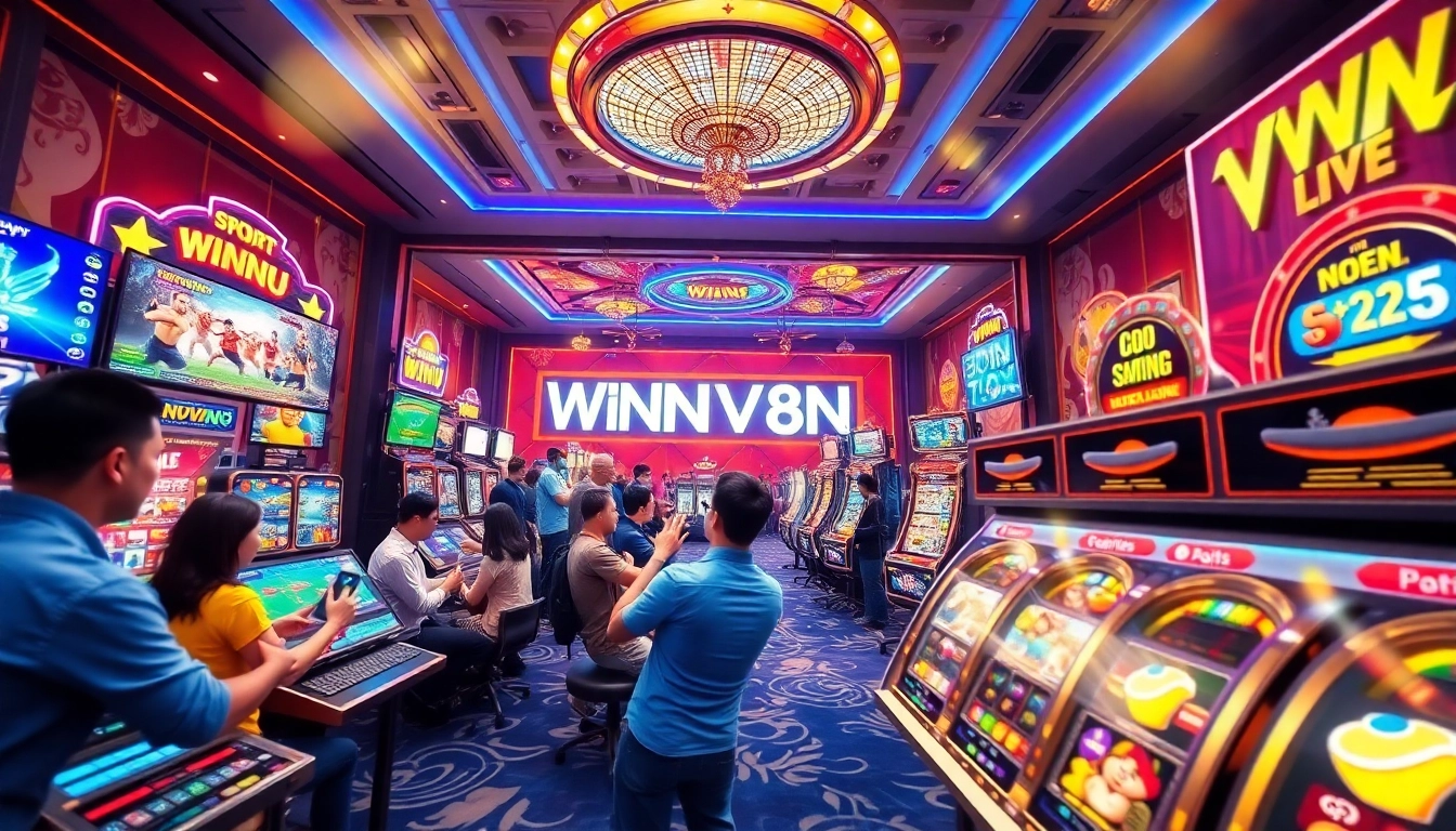Exciting online gambling scene showcasing WINVN88.live interface and games.