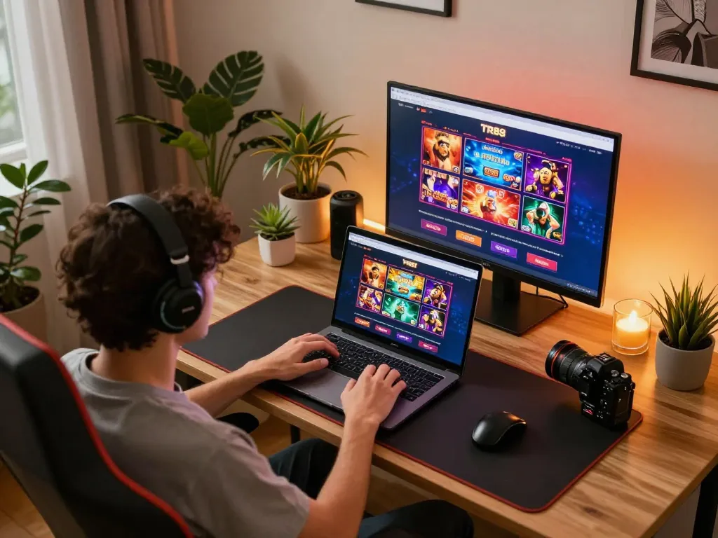 Engaging online gaming setup showcasing TR88's vibrant casino experience, perfect for responsible gamblers.