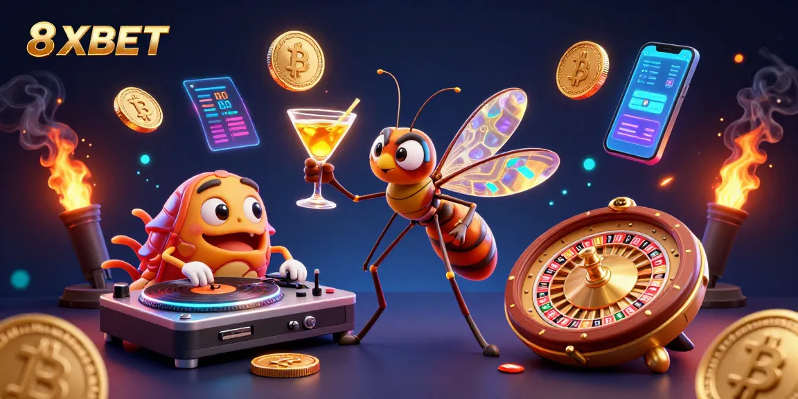 Engaging illustration representing 8XBET casino experience with vibrant characters and elements.