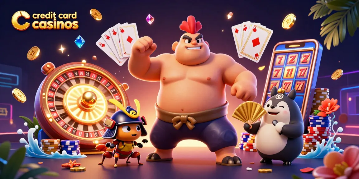 Engage with thrilling credit card casinos featuring dynamic characters and casino elements in action.