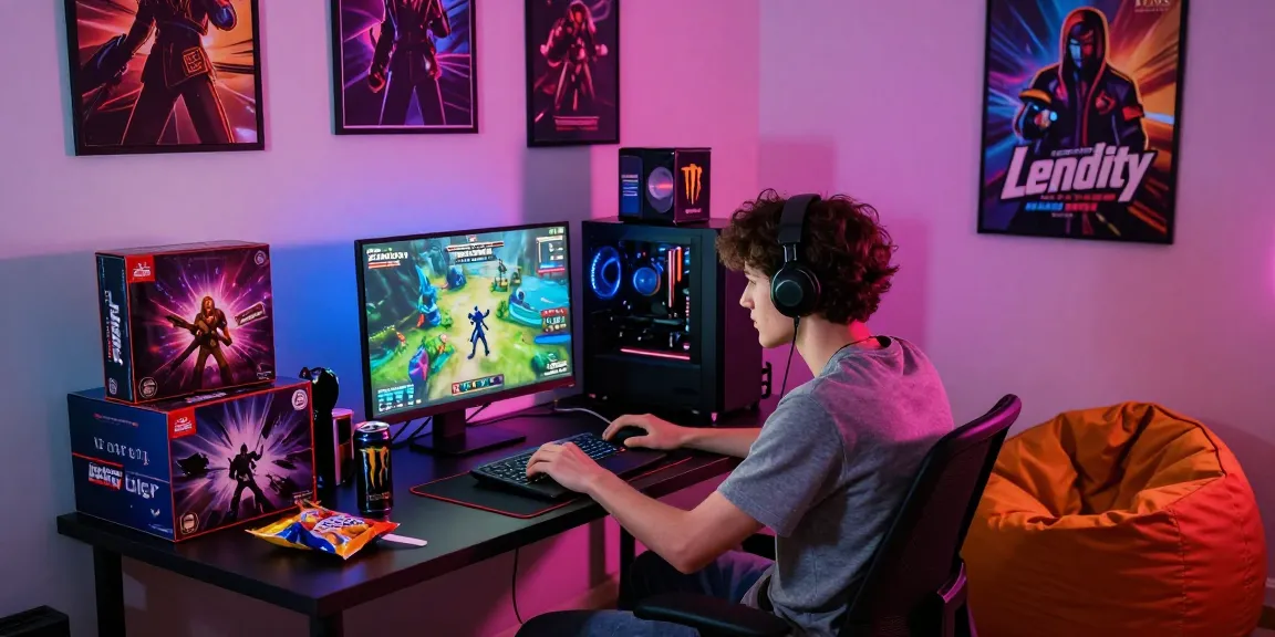 Engaging gaming scene showcasing degrees of lewdity in a stylish room with vibrant lighting.