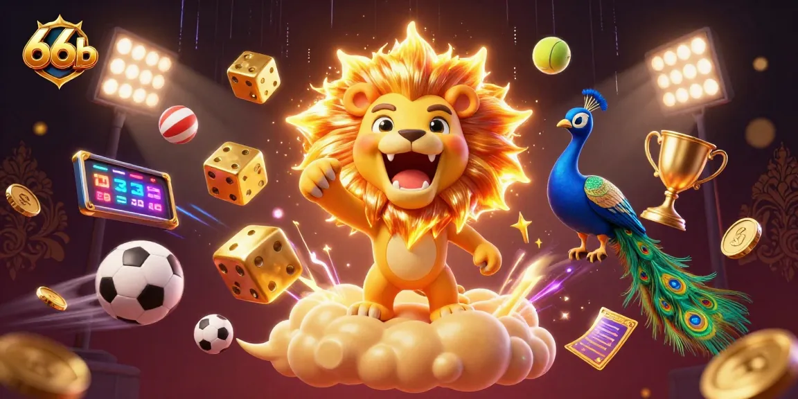 Experience the thrill of wins at 66b with vibrant casino elements and dynamic 3D characters.