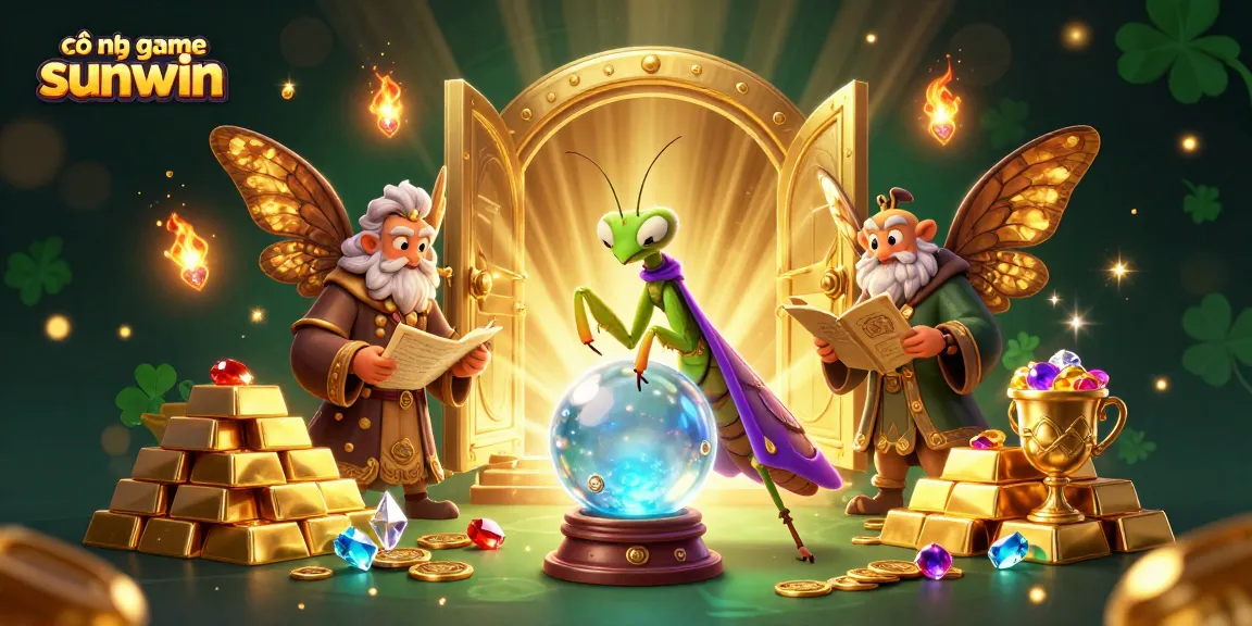 Engage in exciting gambling with cổng game sunwin, featuring dynamic casino characters and treasure visuals.