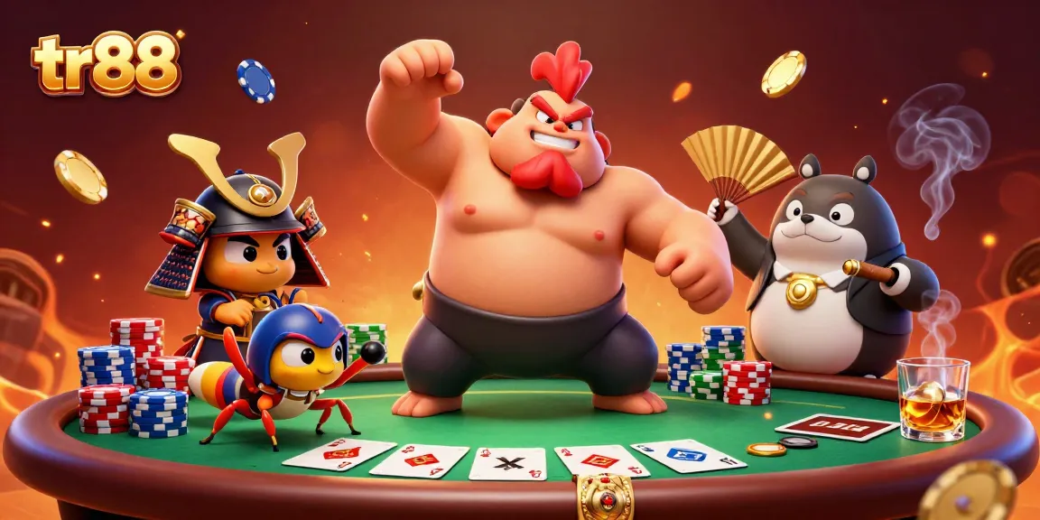 This vibrant 3D scene captures tr88 players engaging in exciting poker action with dynamic characters and rich casino elements.